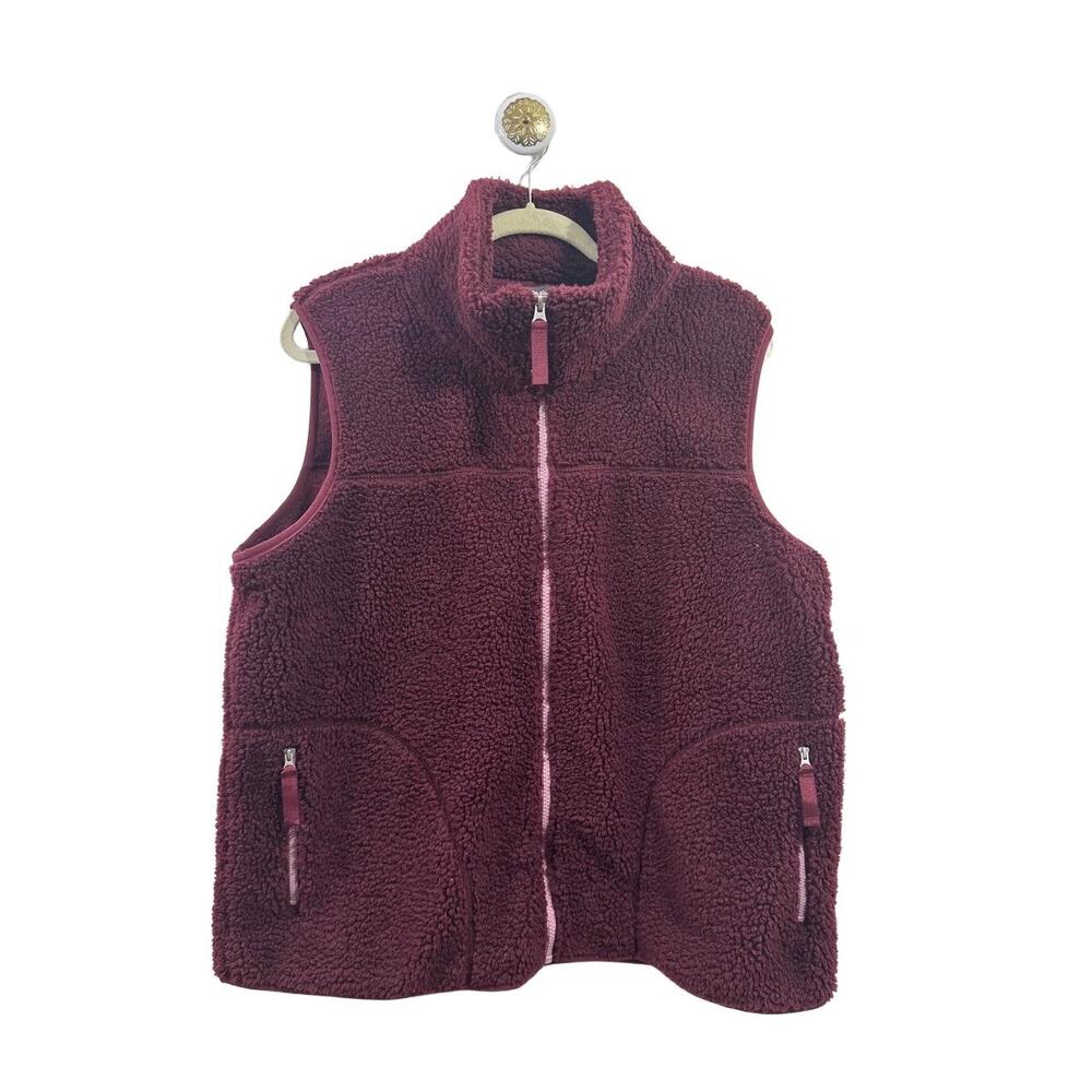Eddie Bauer Vest Women Sz XLarge Maroon Pink Full Zip A003839D Sleeveless Fleece